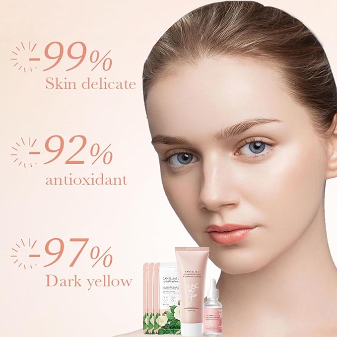 Camellia Extract Skin Care Sets, Skin Care Gift Set for Women Girls, Face Skin Care Routine Kit for Women, 5Pcs Skin Care Products Set with Cleanser,Mask, Face Serum