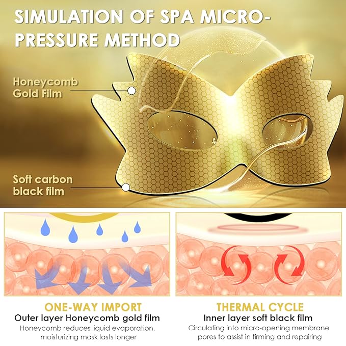 24k Gold Eye Masks, Under Eye Patches Honeycomb Eye Treatment Mask for Dark Circles and Puffiness, Eye Care Pads Skincare Reduce Puffy Wrinkles Eye Patch Gift for Adults Women Men Kids Girls -8 PCS