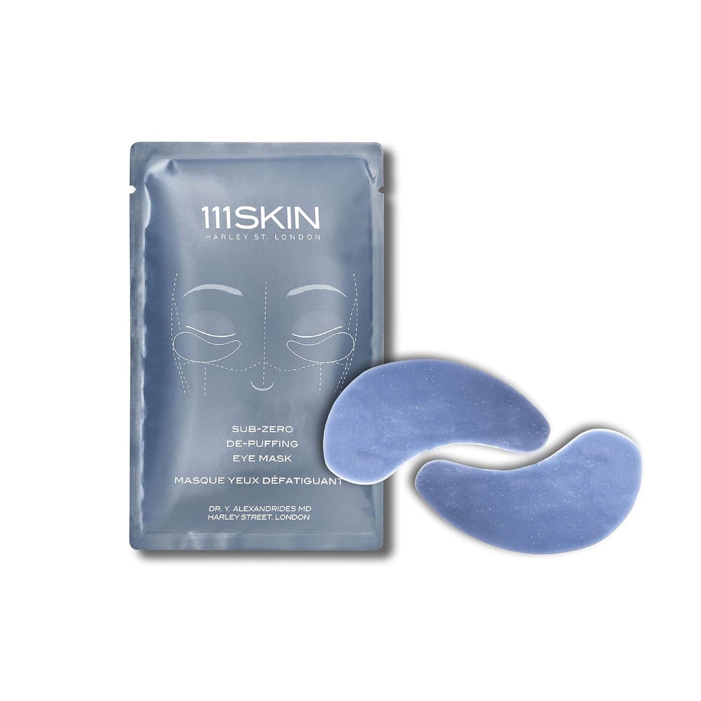 111SKIN Cryo De-Puffing Eye Mask, Hydrating Under Eye Patches for Puffy Eyes & Dark Circles with Seaweed Extract, Vit E & Peptide Complex, Nourishing Formula for Fine Lines & Puffiness, 8 Pairs, Blue