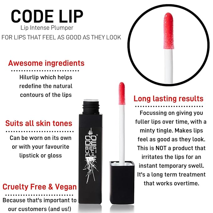 Lip Plumping Treatment Gloss for Fuller Plumper Lips | Long Lasting | Hyaluronic Acid Infused | Vegan & Cruelty Free | Lip Intense Plumper 7ml