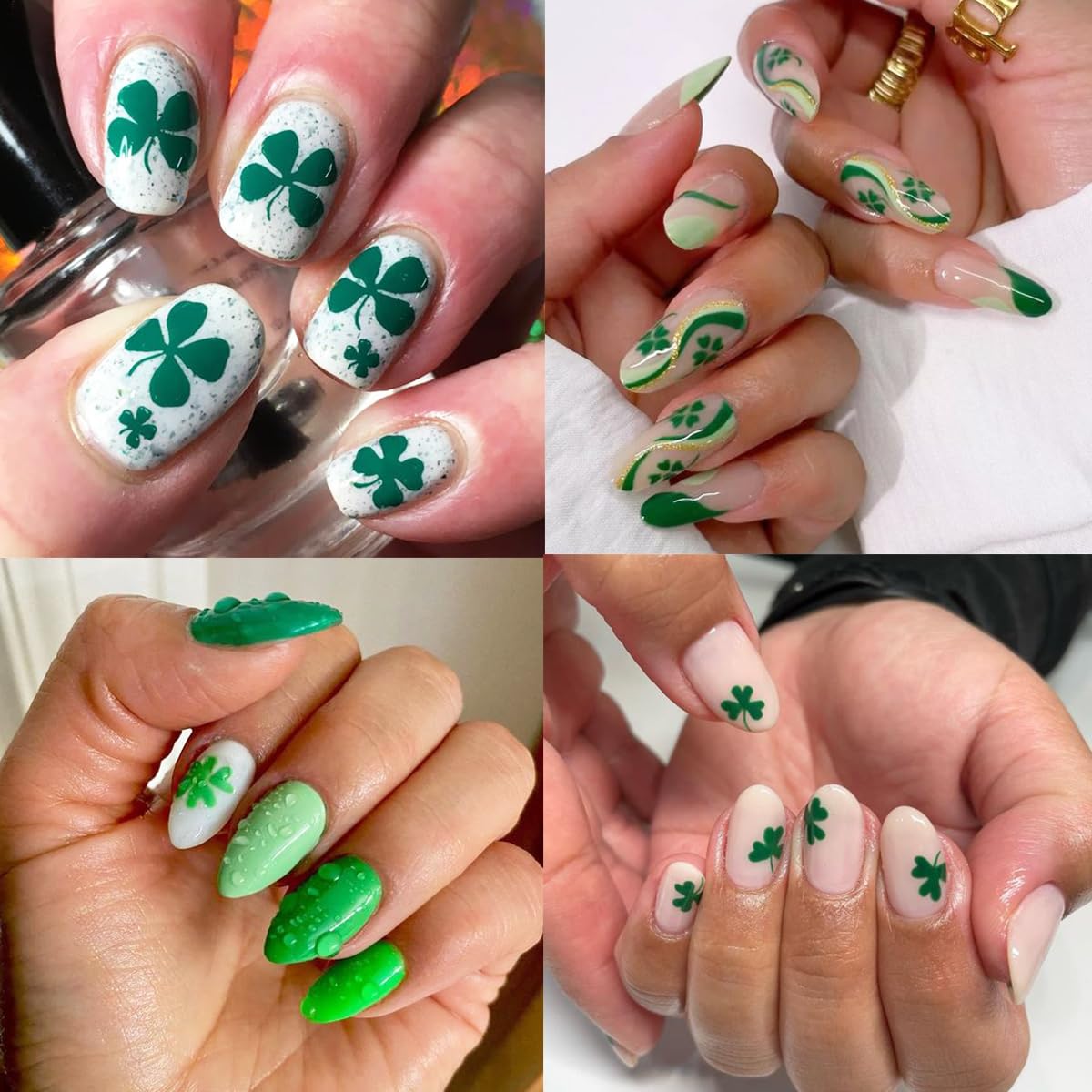 10 Pcs St. Patrick's Day Nail Art Stickers Luck of The Irish Nail Decals Shamrock Nail Stickers Green Spring Foil Decals Clover Nail Art Design Saint Patrick's Day Nail Decoration Supplies for Women