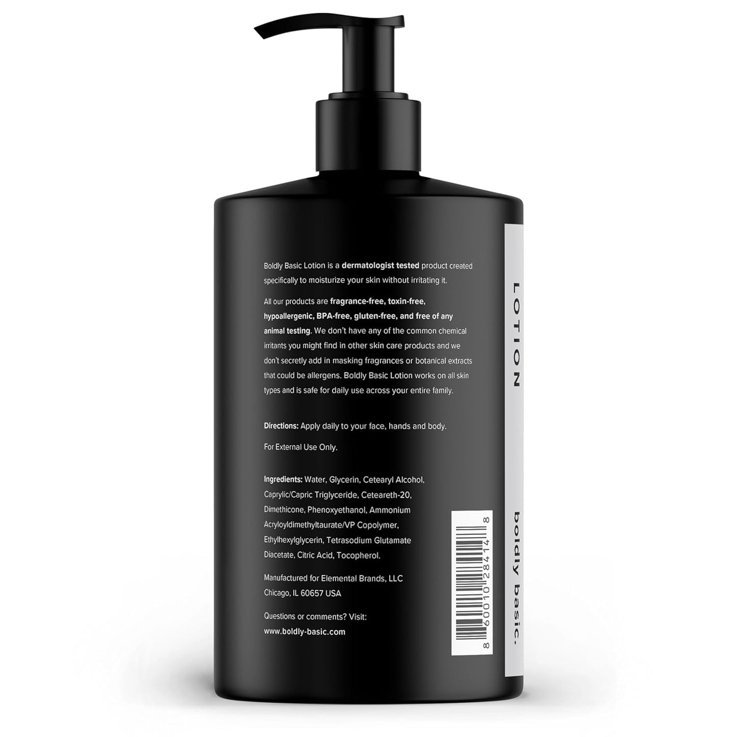 Fragrance Free Lotion - Moisturizer for Dry and Sensitive Skin - Non Greasy - Unscented - Dermatologist Tested - No Sulfates, Parabens or Gluten - Hypoallergenic & Moisturizing