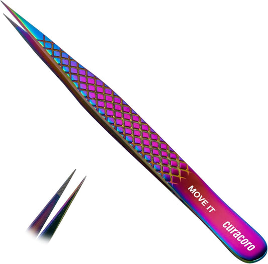 Curacoro Lash Tweezer - Professional & Precision Fiber Tip Grip Lash Tweezers for Eyelash Extensions, Multi Shapes & Purposes Tweezers for Volume, Isolation & Classic Lashes (Galaxy, Move It)