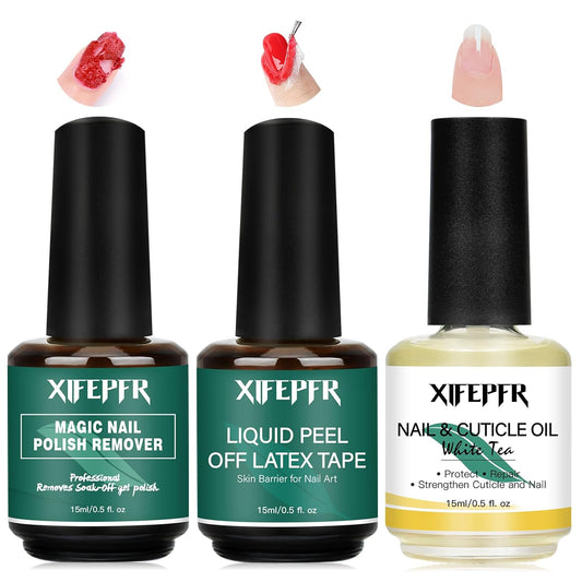 Gel Nail Polish Remover, Gel Polish Remover for Nails with Cuticle Oil and Latex Tape, Gel Nail Remover, Removedor de Esmalte Gel In 2-5 Mins, No Soaking or Wrapping, Gifts for Women