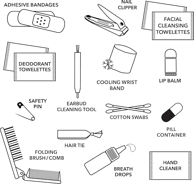 Pinch Provisions Gym Kit, includes 15 Personal Care Essentials for Wellness & Beauty, Perfect for Gifts, Gym Bags, Duffle Bags & Lockers (Black)