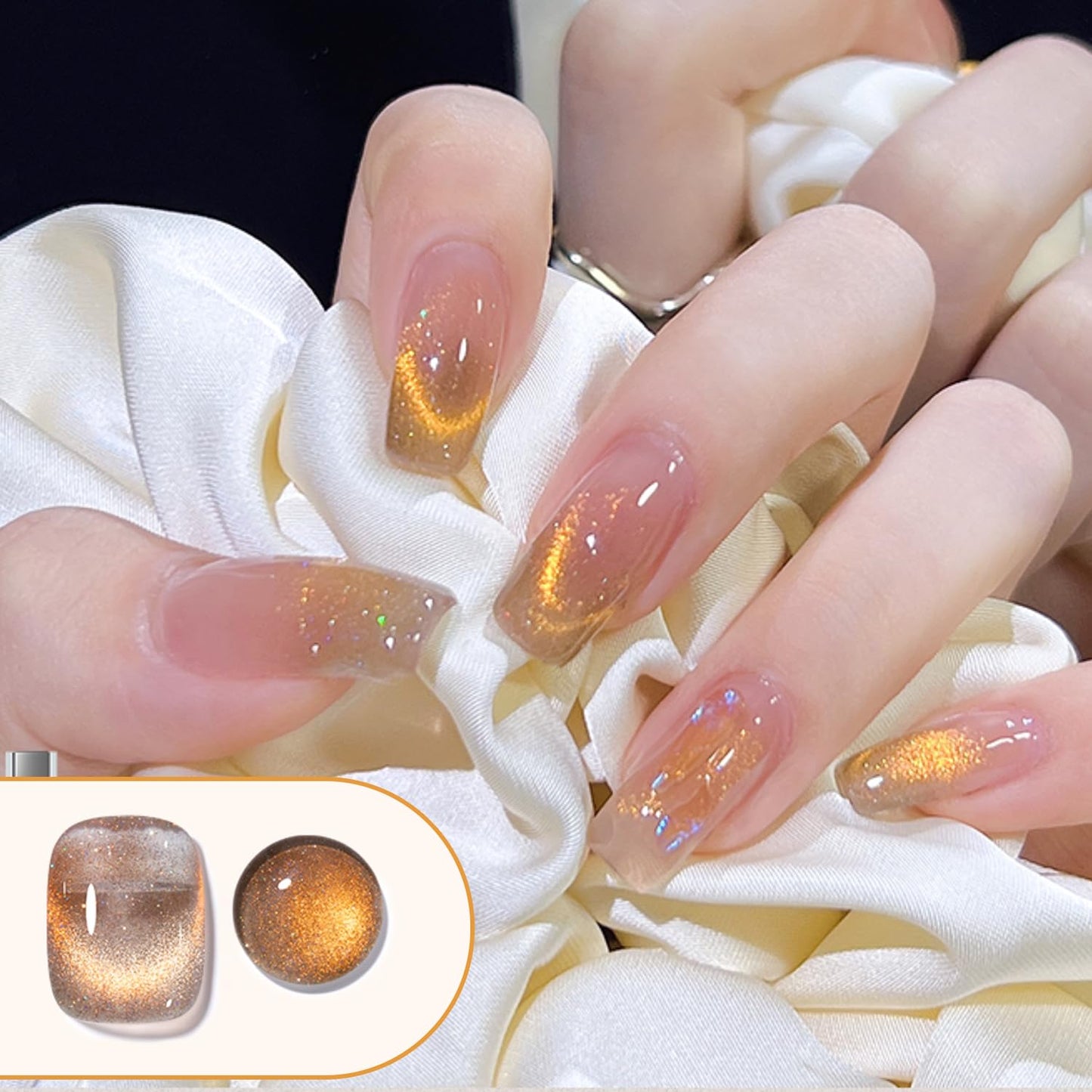 Double Rhythm 6 Colors Cat Eye Gel Polish Set Shimmer Glitter with Magnet Holographic Reflective Magnetic UV Nail Art Kit (6-Kit 23)