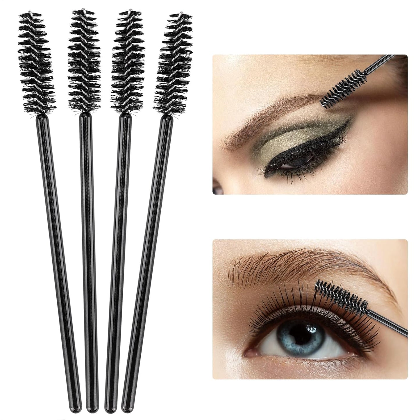 BTYMS 1200 Pieces Disposable Mascara Wands Eyelash Brush Brow Brushes Applicators Lash Spoolies for Eye Lash Extension - Black