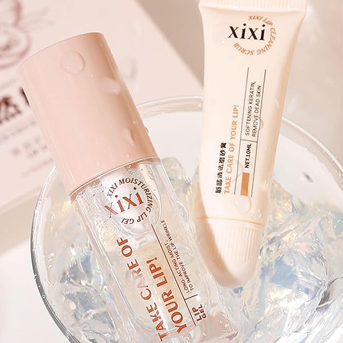 Lip Care Lip Scrub And Moisturizing Gel Set Sleeping Exfoliating Natural plant Oil Korean Therapy For Fuller Plumper