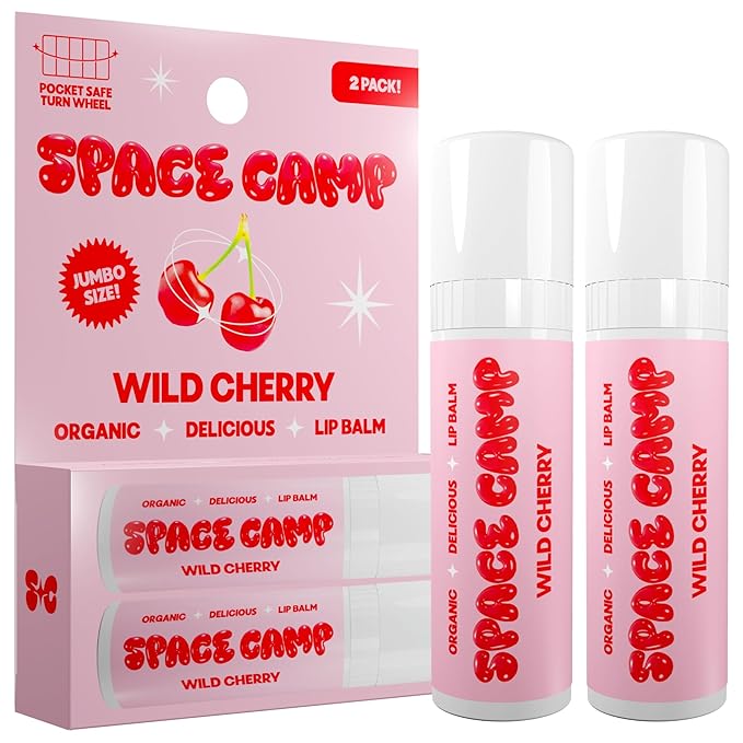 Wellness Jumbo Lip Balm - Wild Cherry Organic Flavored Balm (2 Pack)
