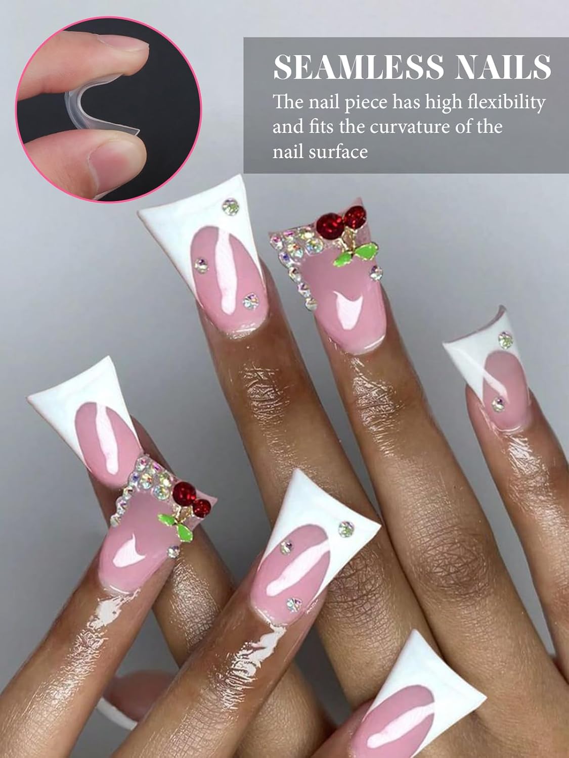 EBANKU Duck Nail Dual Forms for Poly Nail Extension, 120PCS Medium Length Duck Nail Tips Reusable Full Cover French Tip Molds for Builder Gel Nail Art Design Salon&DIY, 12 Sizes