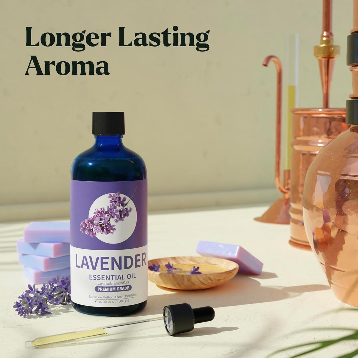 Lagunamoon Lavender Essential Oil - Pure Essential Oils for Diffusers, Humidifiers, Aromatherapy, Cars, Yoga, Home Essentials - Relaxing Fragrance Scents for Fresheners and Candle Making (150ml)