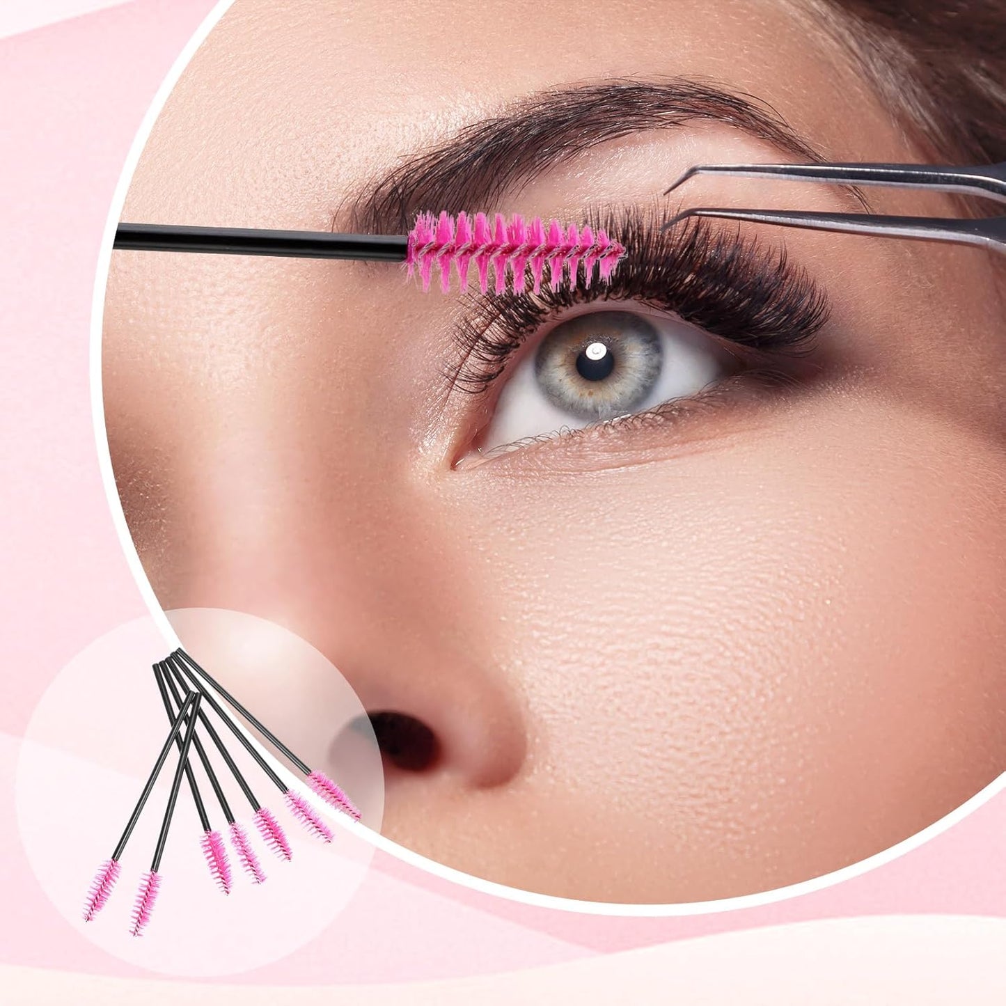 Skylety 1000 Pcs Disposable Mascara Wands Bulk Mascara Eyelash Brush Spoolies Makeup Applicator Eyelash Wands for Eye Lash Extension, Eyebrow Comb, 3.9 x 0.2 x 0.3 Inch (Rose Red,Classic)