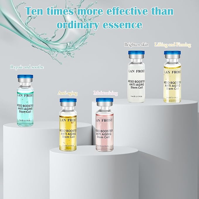 BB Facial Glow Kit Hyaluronic Acid Essence Skin Care Combination 0.17oz Hyaluronic Acid Ampoule and Essence Foundation 10 Vials Facial Serum Skin Therapy Kit