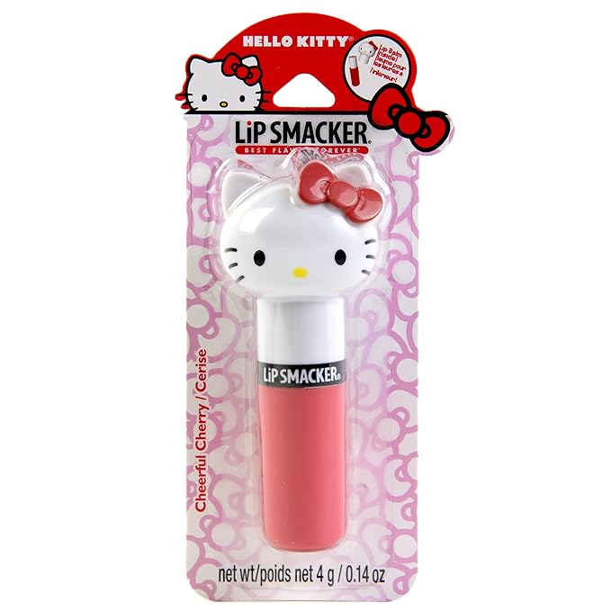Lip Smacker Lippy Pals Sanrio Hello Kitty, Flavored Moisturizing & Smoothing Soft Shine Lip Balm, Hydrating & Protecting Fun Tasty Flavors, Cruelty-Free & Vegan - Cheerful Cherry