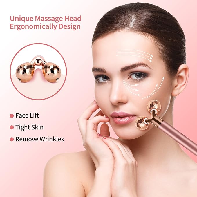 2-in-1 Face Massager Roller Electric Face Roller, 3D Roller and Crescent-Shape Face Massager Kit for Face Skin Care Tools