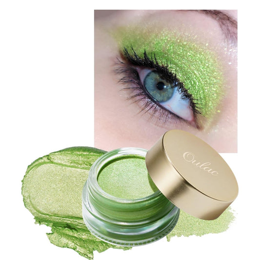 Oulac Lime Green Eyeshadow-Green Glitter Eyeshadow Highly Pigmented Waterproof & Long Lasting for Women with Moisturizing Formula. Multi-use for Highlighter. 6g (15)