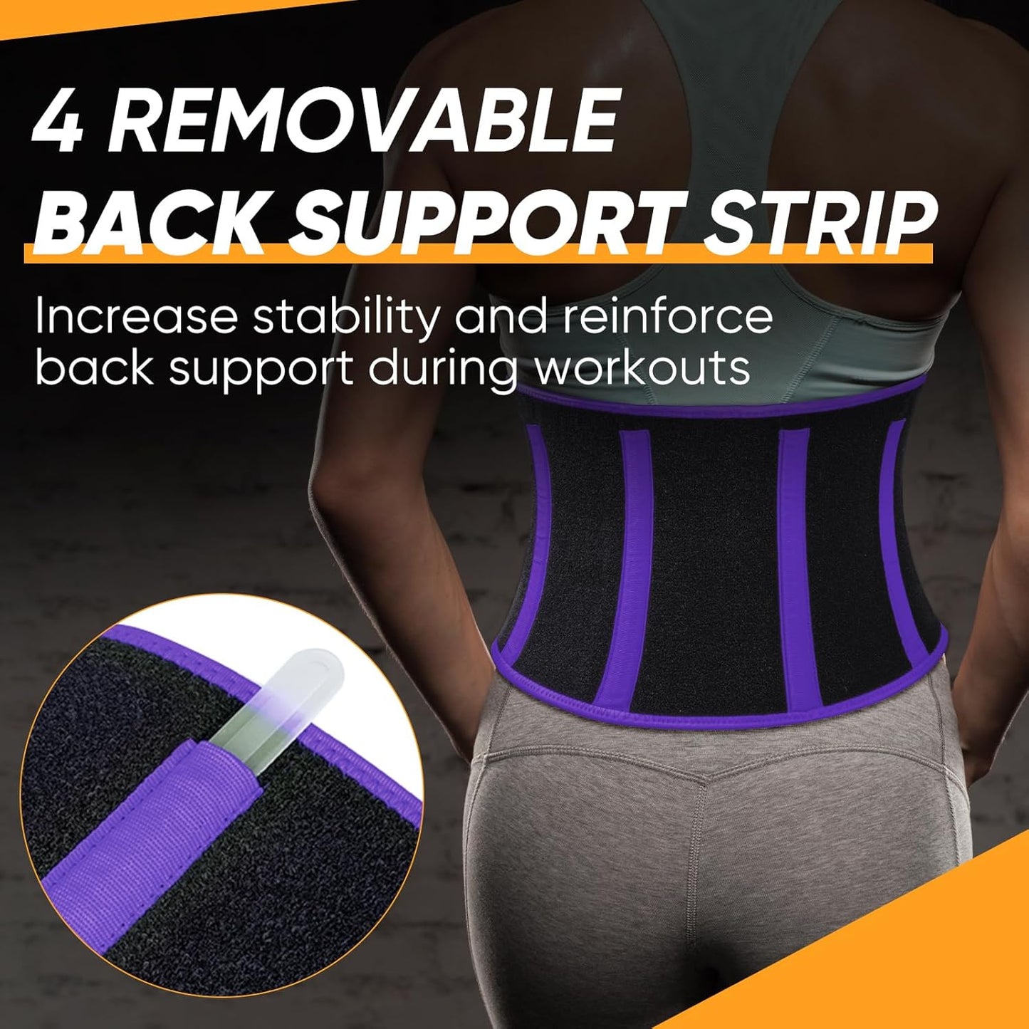 APEXUP Sweat Waist Trainer for Women and Men, Neoprene Waist Trimmer Belt Slimming Sweat Band with Removable Lumbar Support