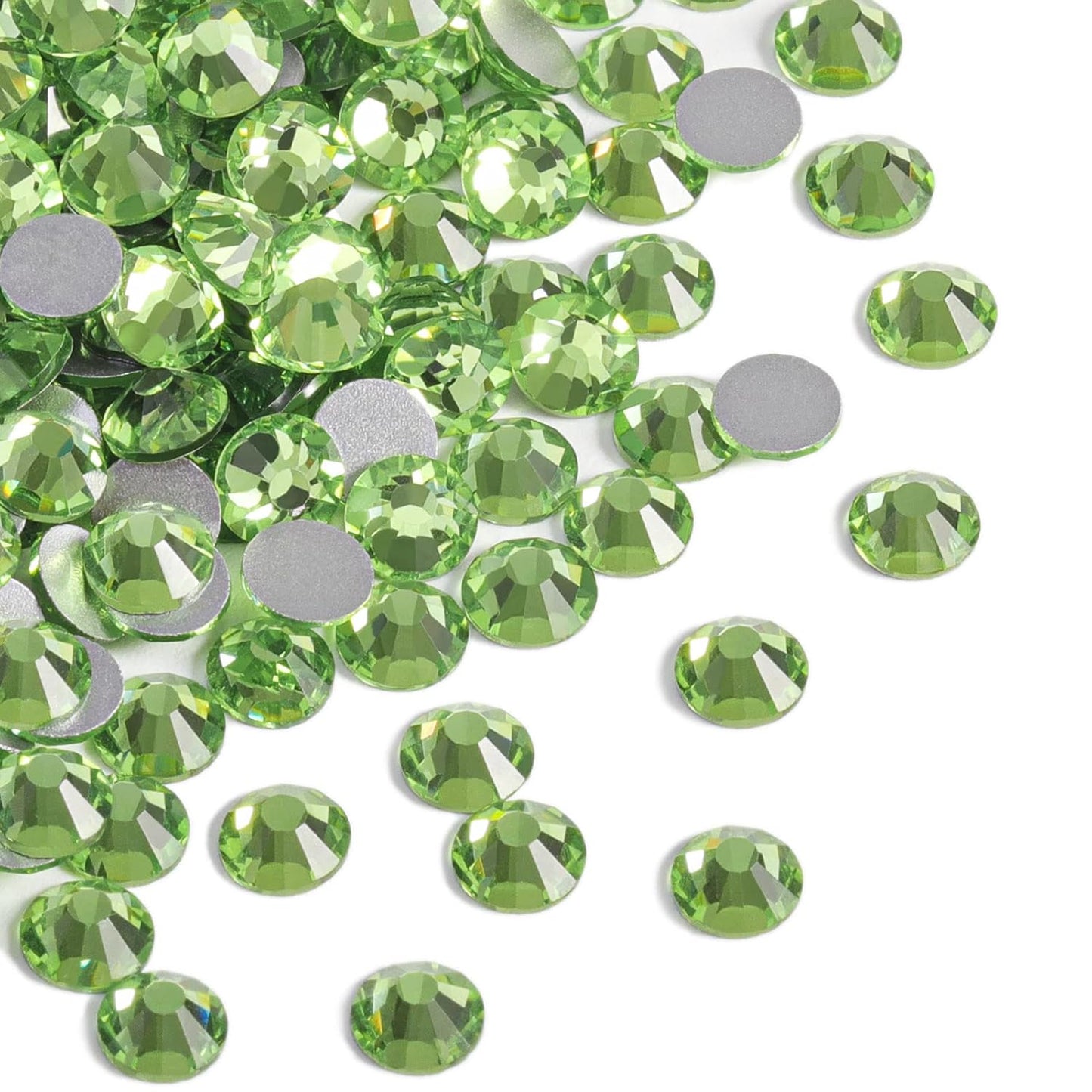 beadsland Flat Back Crystal Rhinestones Round Gems for Nail Art and Craft Glue Fix,Light Green (6.4-6.6mm) SS30/288pcs