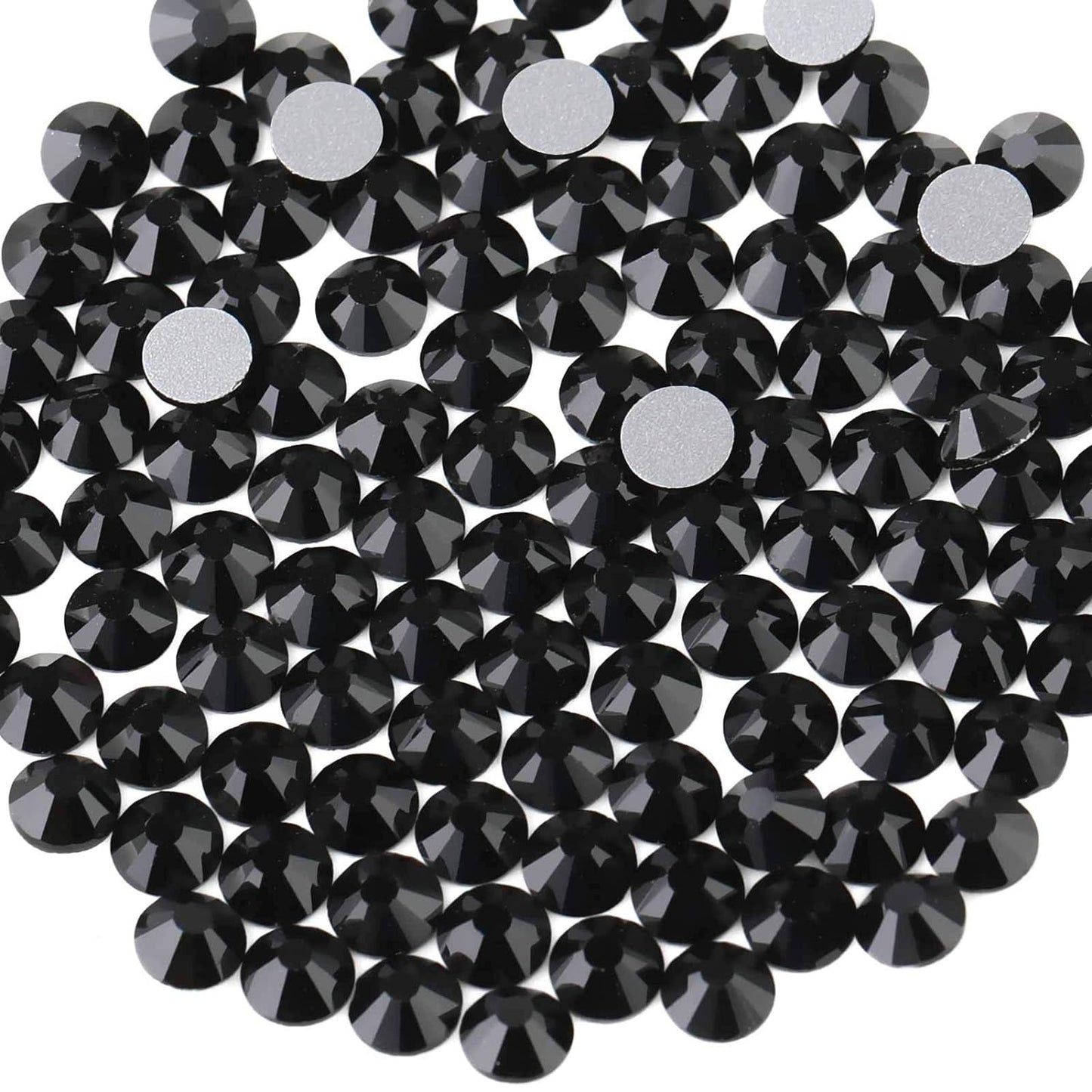 Beadsland Flat Back Crystal Rhinestones Round Gems, Black (1.3-1.4mm) SS3/1440pcs