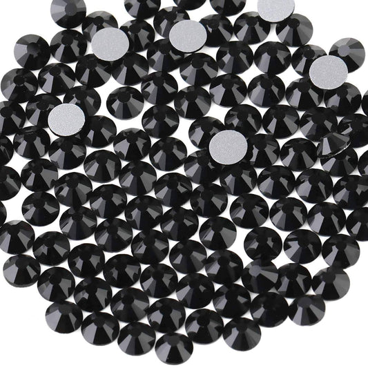 Beadsland Flat Back Crystal Rhinestones Round Gems, Black (1.3-1.4mm) SS3/1440pcs
