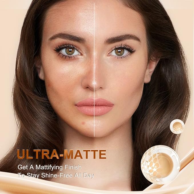 Ultra Matte Liquid Foundation Makeup, Full Coverage Shine Free Foundation Cream for Oily Skin, Waterproof Natural Face Foundation Make-Up Lasts Up to 24HR, 0.7Oz (#04)