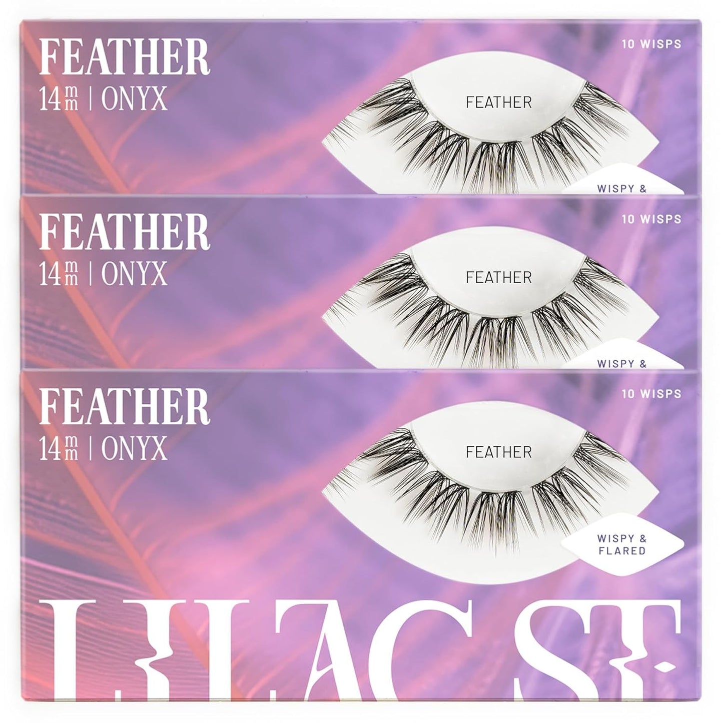 Lilac St - Feather Natural Faux Eyelash Clusters (14mm, 3 Pack) - Cat Eye Look - DIY Lash Extension Wisps - Lightweight & Lifelike - Lasts 10 Days - Cruelty Free, Vegan, Women Founded - 30 Lashes