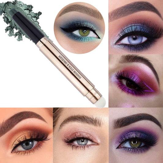 Green Eyeshadow Stick, Cream Shimmer Smooth Eyeshadow Pencil, Hypoallergenic Waterproof Long Lasting Eye Shadow Highlighter Stick, Create High-Impact, Multi-Dimensional Eyes Look