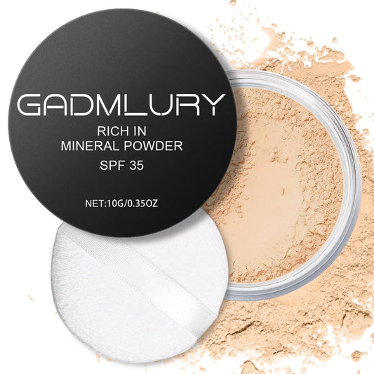 Mineral Powder Foundation, SPF 35, Sunscreen Lightweight Loose Powder, Skin-Improving, Buildable Coverage, Natural Glow Base Makeup (#05 Fair Light Foundation Makeup)