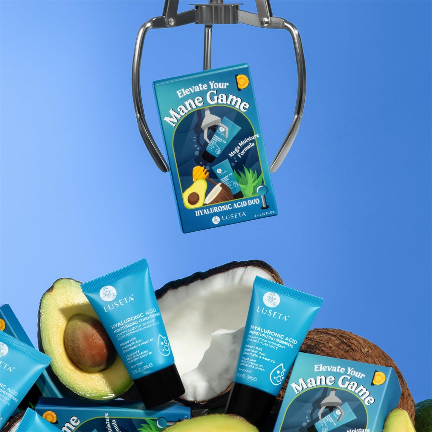 Luseta Hyaluronic Acid Moisturizing Shampoo & Conditioner Set for Dry and Damaged Hair, Sulfate Free Shampoo and Conditioner for Women Infused with Argan Oil and Shea Butter Paraben-Free 2 x 1.01oz