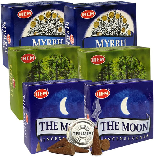 Forest The Moon Incense Cones & Holder Bundle Variety Pack from Hem Trumiri Insense Inscents Insencents Insence