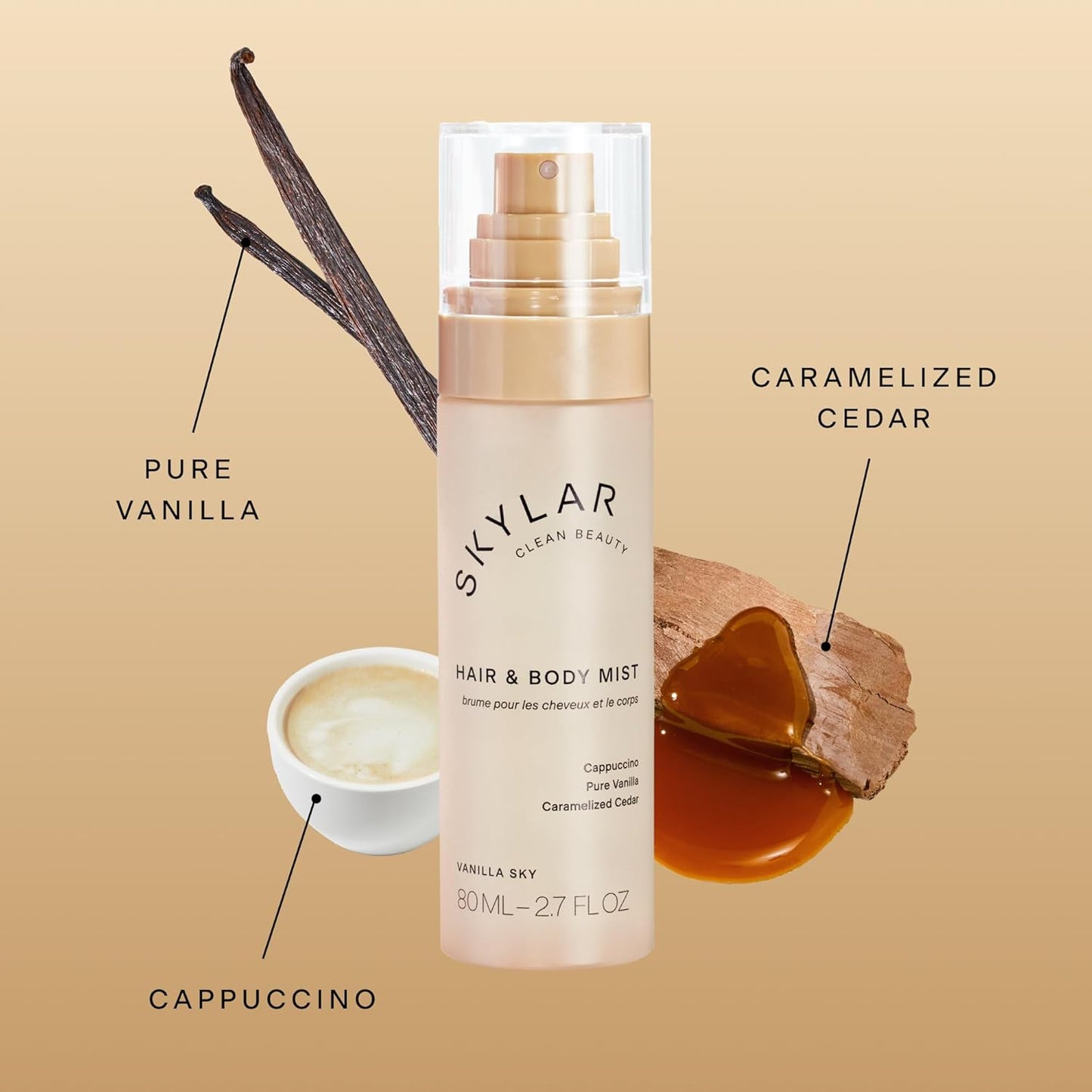 Skylar Vanilla Sky Hair & Body Mist | Hypoallergenic & Clean Fragrance | Vegan, Cruelty Free, and Safe For Sensitive Skin | 80 ML, 2.7 Fl Oz