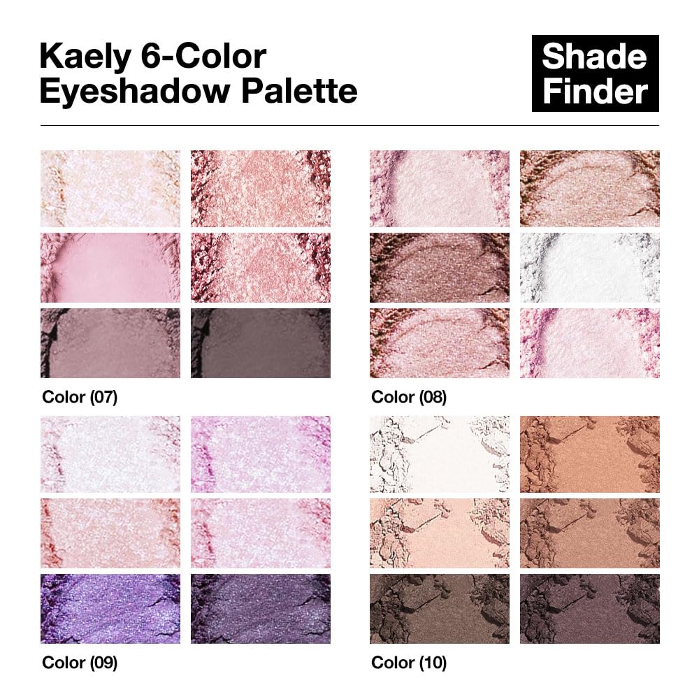 Kaely 6 Colors Mini Pink Eye Shadow Palette Makeup, Neutral Matte Shimmer Eyeshadow Palette for Older Women Highly Pigmented Waterproof, paleta de sombras de ojos, Vegan & Cruelty-free, 07