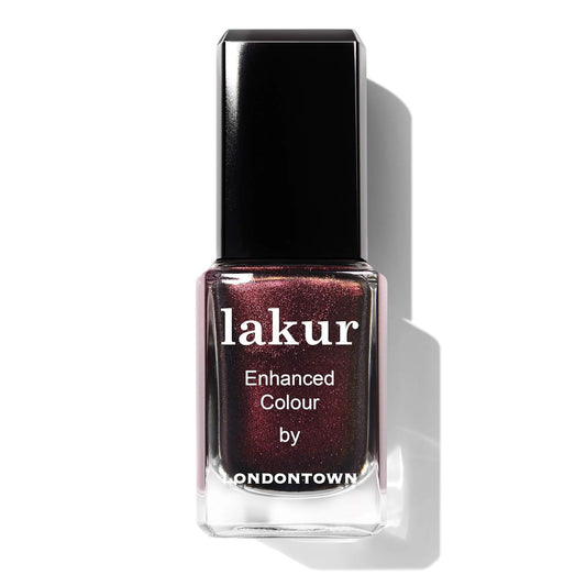 LONDONTOWN lakur Nail Polish - Chip-Resistant, Non-Toxic, Conditions & Hydrates Nails | Glittery Metallic Red Shimmer, Cockney Glam, .40 fl oz