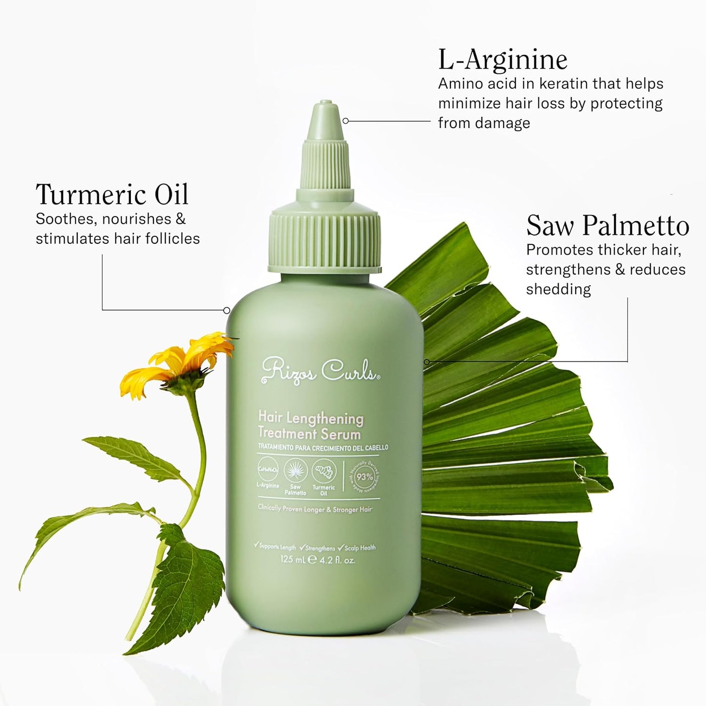 Rizos Curls Hair Lengthening Treatment Serum, Fortifies At Root for Healthy Scalp Microbiome Promoting Length, Supportes Longer Stronger Hair, 4.2 oz