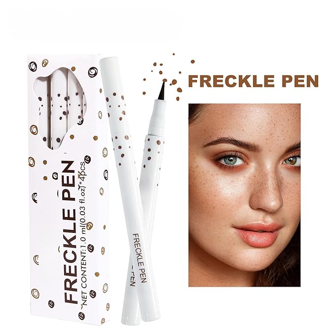 Freckle Pen 4 Colors Natural Freckle Pen Fake Freckle Pen Waterproof Long Lasting Soft Spots Natural Relaxing Sun Makeup (4PC)
