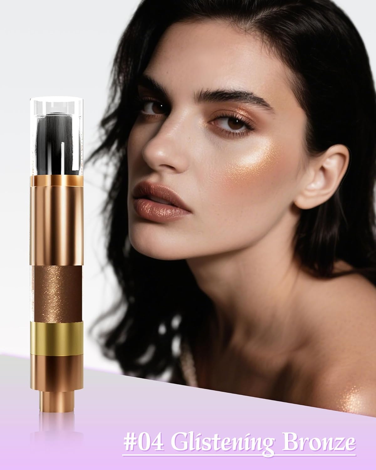 Highlighter Powder with Brush | 3D Contouring & Radiant Glow for Face, Body & Hair | Pearlescent Shimmer, Long-Lasting & Buildable Coverage | Women's Makeup for Daily & Special Occasions