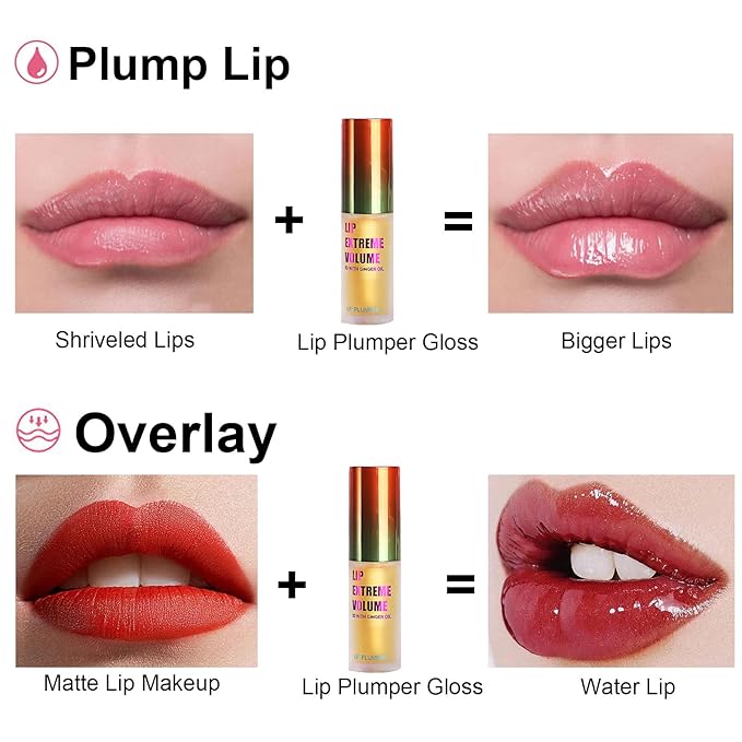 Lip Plumper Extreme - Plumping Lip Gloss - Clear Lip Plump Gloss -Lip Enhancer Plumper - Lip Moisturizer for Dry Lips - Lip Filler Plumper - Volumize Lips Instantly for Thicker & Fuller Lips