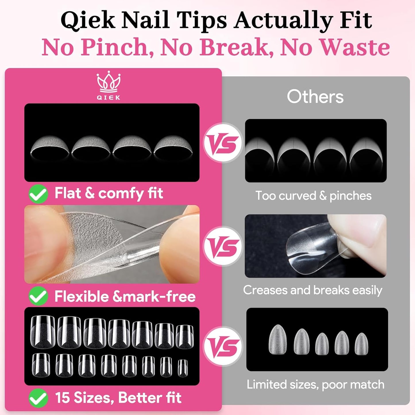 Extra Short Square Fake Nail Tips, 15 Sizes 240 PCS Clear French Half Matte Press On False Nail Tips Pre-shaped Full Cover Gel Nail Tips Extensions Long Lasting for DIY Beginners & Salon Manicure
