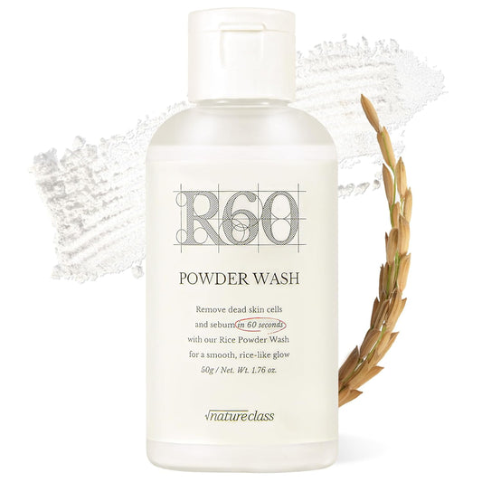 R60 Rice Enzyme Powder Face Wash Cleanser – Exfoliating, Deep Cleansing, Removes Pore Impurities for Soft Radiant Skin, Korean Skincare1.76oz