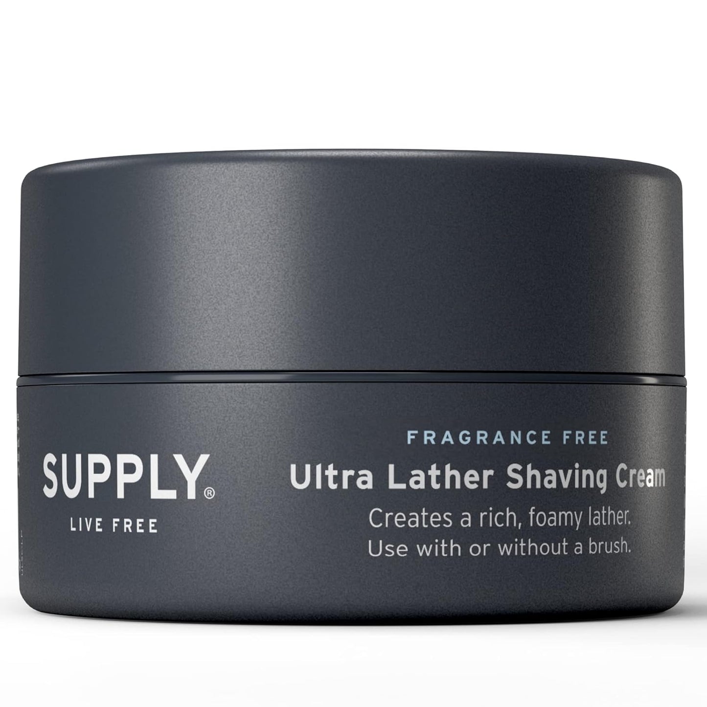 SUPPLY Ultra Lather Shaving Cream Fragrance Free - Hypoallergenic Formula for Men - 3.4 Oz Jar - Naturally Soothes and Protects, Guards Against Razor Burn and Irritation