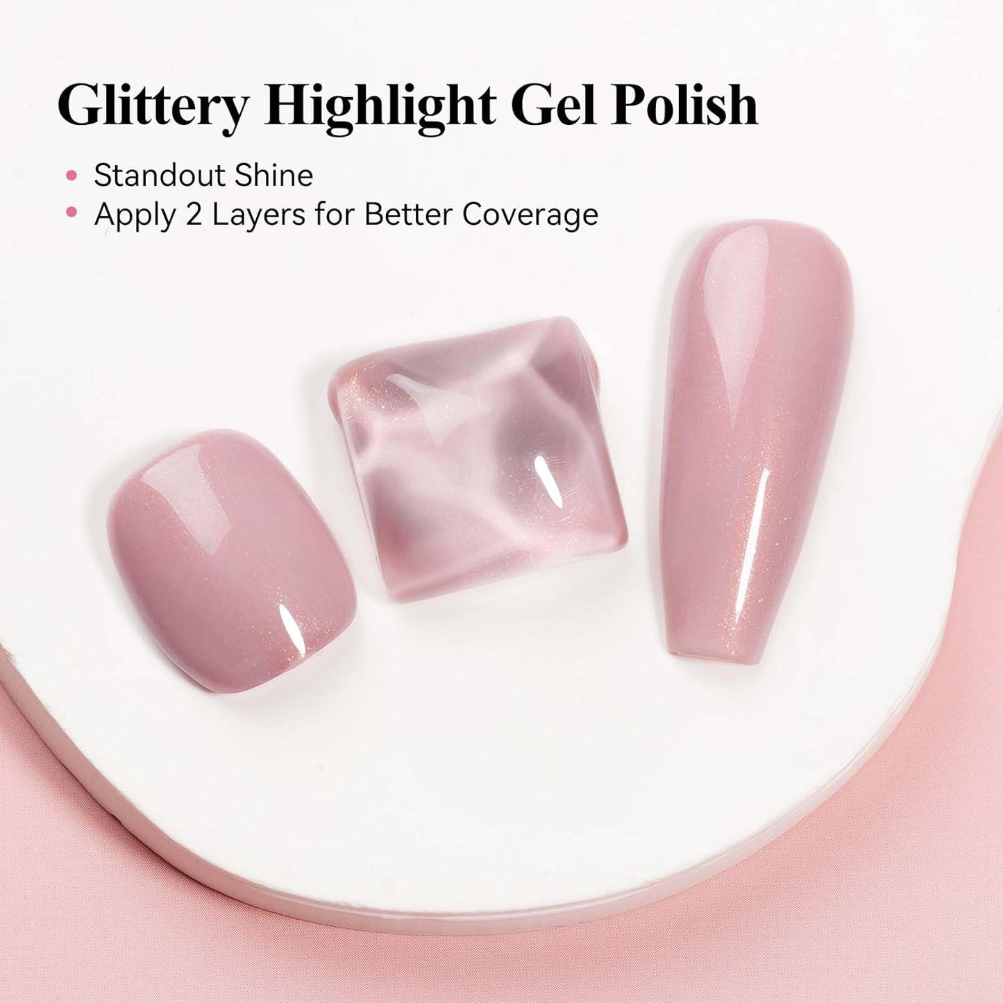 Glitter Gel Nail Polish, Light Pink Jelly Shimmer Iridescent Gel Polish Holographic Neutral Color Natural Translucent Soak Off UV Gel Polish for Nail Art Salon at Home, 12ML
