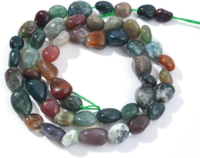 Indian Agate Pebble Nugget Oval Free Tumbled Stone 6-8mm Natural Gemstone Loose Beads Approx 15.5 inch for DIY Jewelry Making