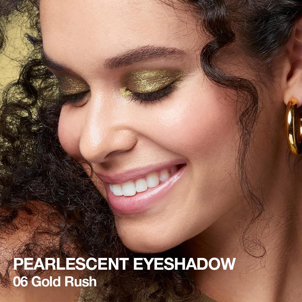 BINGBRUSH Glitter Eyeshadow Stick & Eyeliner Pencil, 4-in-1 Metallic Shimmer Cream Eyeshadow, Long-Lasting Waterproof Eye Brightener, Highly Pigmented Eye Makeup(#06-Gold Rush)