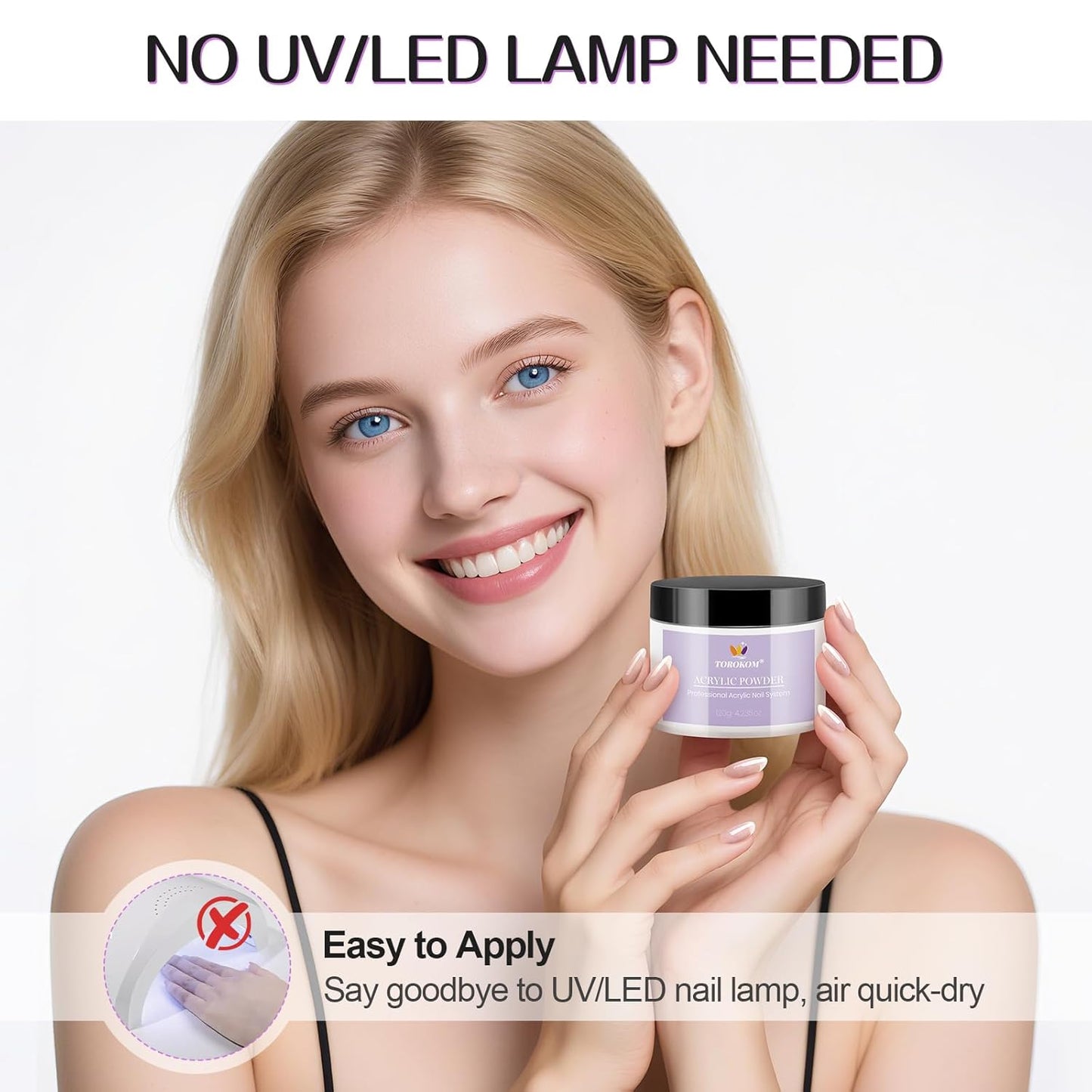 TOROKOM Clear Acrylic Powder, 120g/4.23oz Acrylic Nail Powder Large Capacity Acrylic Dip Powder for Nails Self-Leveling Acrylic Extension Powders, 3D Nail Carving, Long-Lasting, No Nails Lamp Required