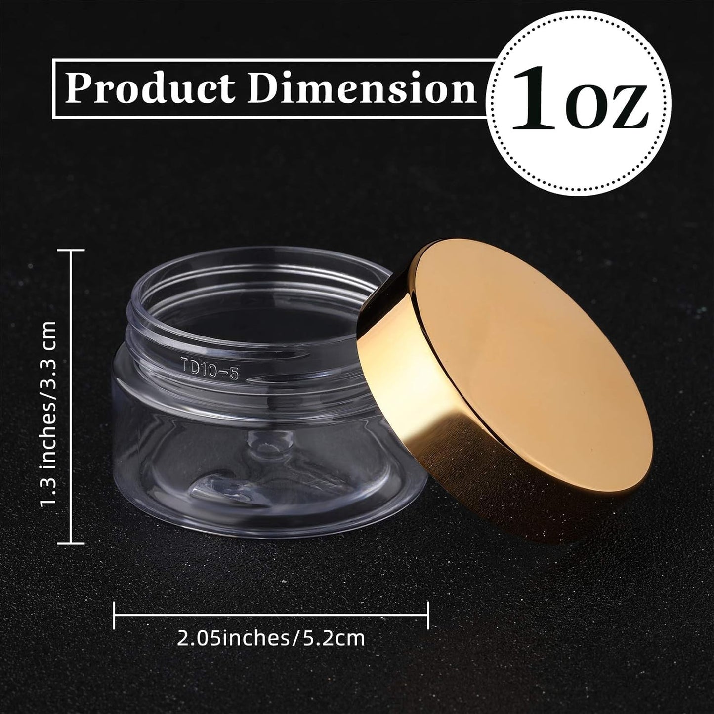 SATINIOR 36 Pieces 1 oz Plastic Jars with Lids Wide Mouth Airtight Reusable Container Acrylic Cosmetic Small Jars for Lotions Ointments Travel Toiletries Creams Make up Storage(Gold)