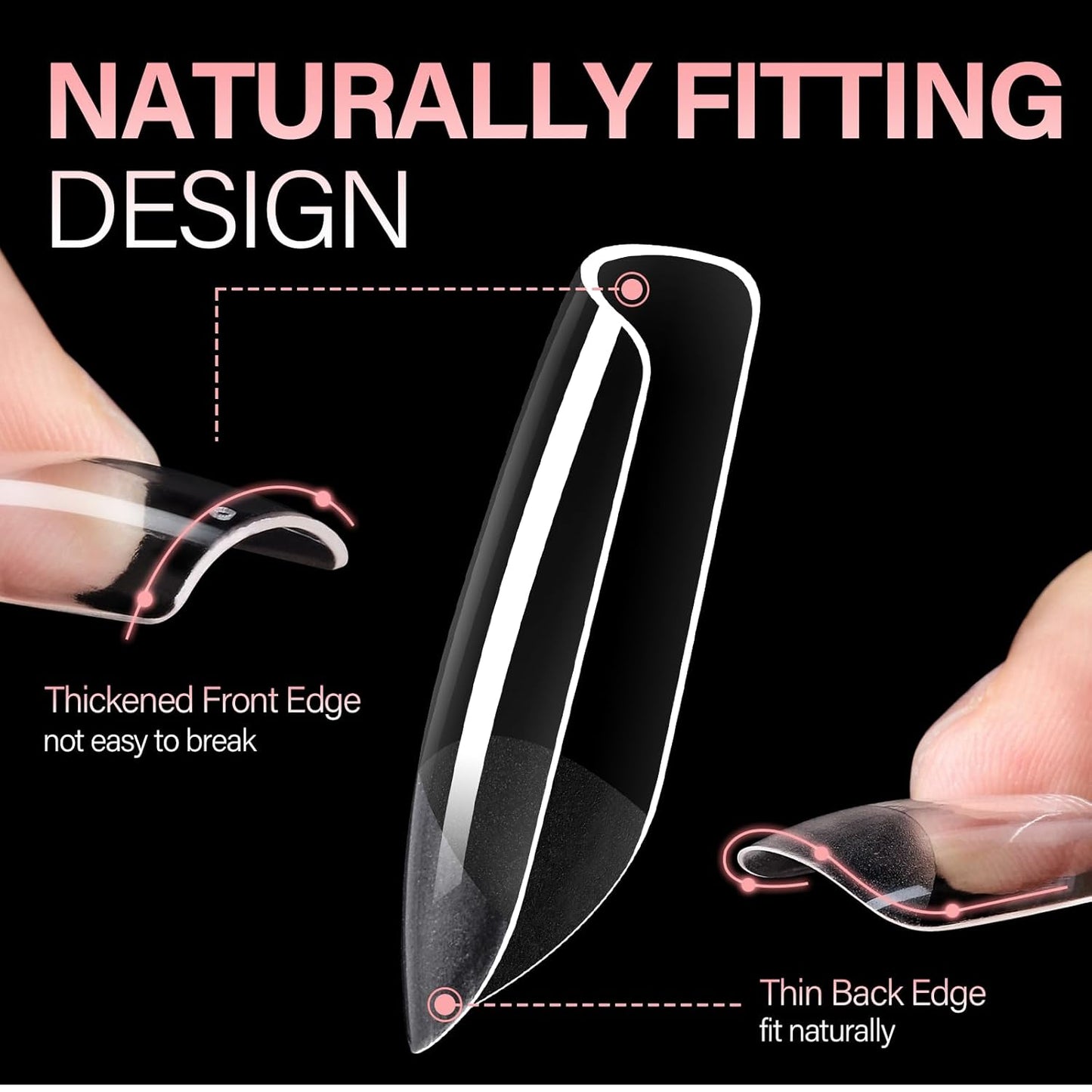 AILLSA Short Square Nail Tips Full Cover Clear Gelly Tips Half Matte Acrylic Tips Pre-Filed Fake Press on Nail Tips for Extension Home DIY Salon Manicure 216PCS 12 Sizes