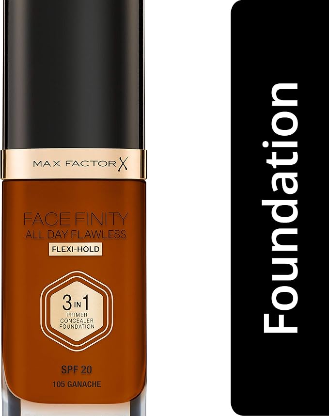 Max Factor Facefinity 3-in-1 All Day Flawless Foundation, SPF 20, Ganache, 30ml