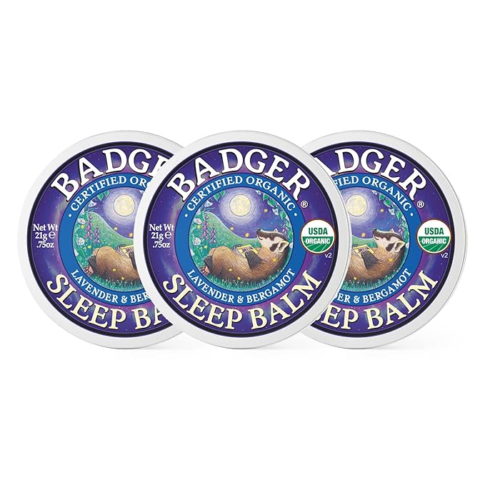 Badger - Sleep Balm, Lavender & Bergamot, Natural Sleep Balm, Scented Relaxing Balm for Children and Adults, Calming Night Balm, Organic Sleep Balm, 0.75 oz (3 Pack)