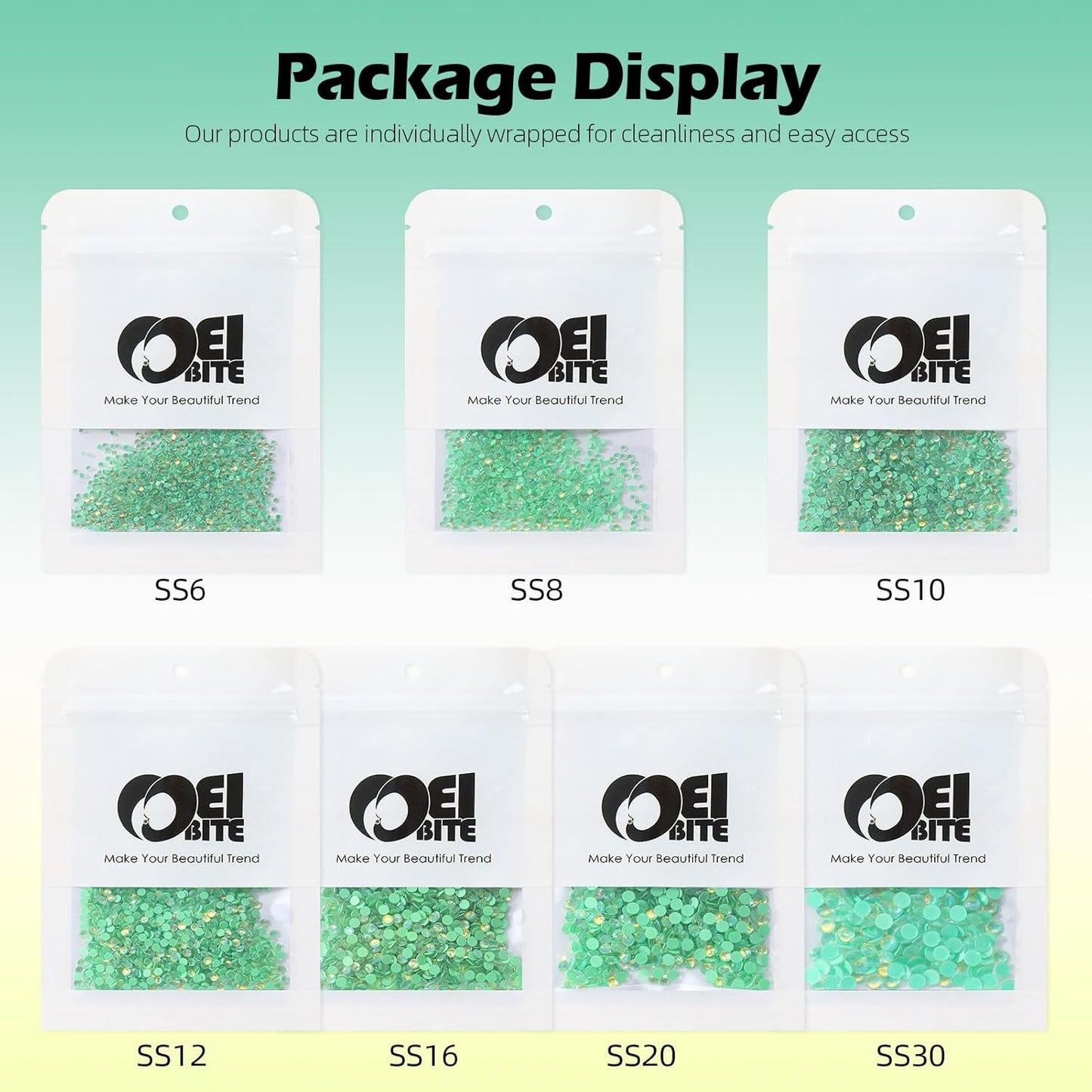 F Green Flatback Rhinestones, Glass Rhinestones for Nail Art and Craft, Glue Fix, Loose Crystal Gemstones(F Green, SS20, 1440pcs, 4.6-4.8mm)