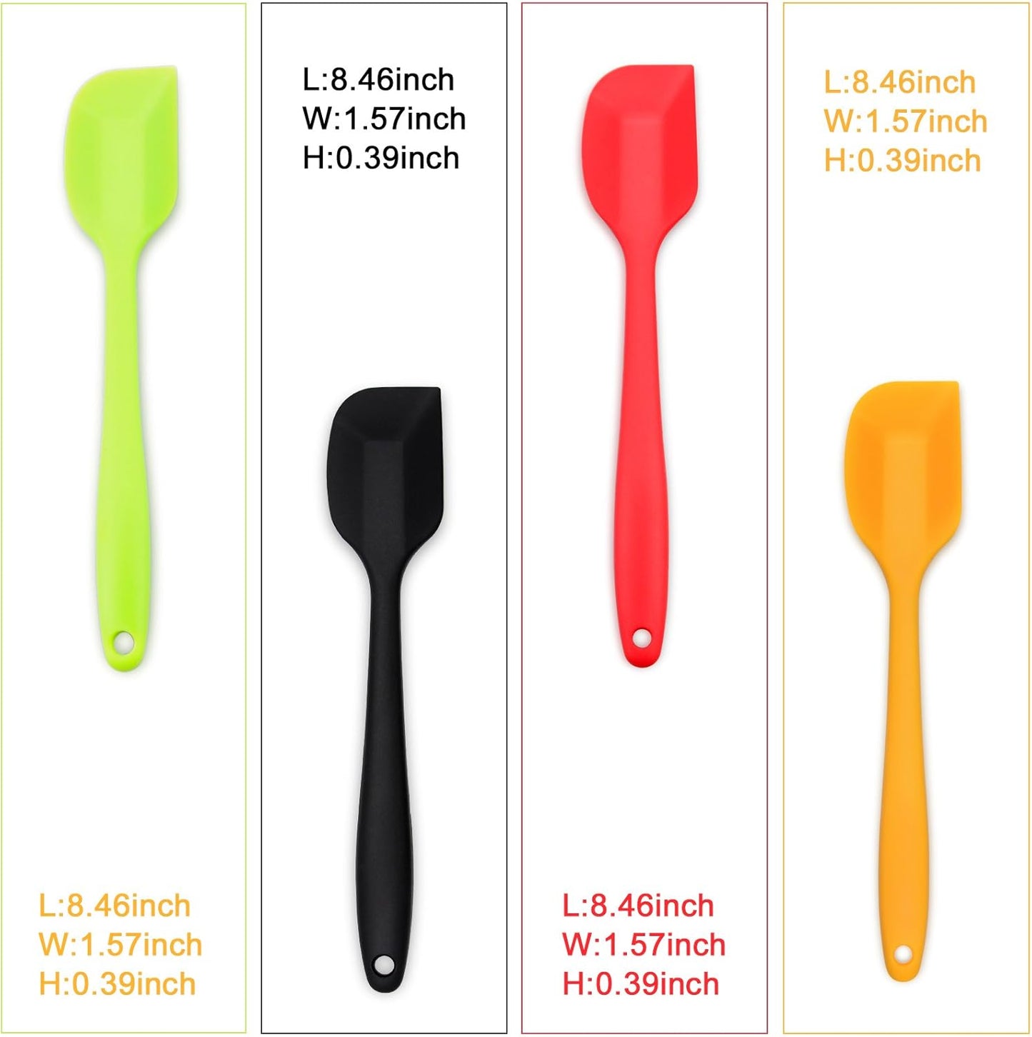 4-Piece Silicone Spatula, Heat-Resistant Non-stick Rubber Spatulas with Stainless Steel Core